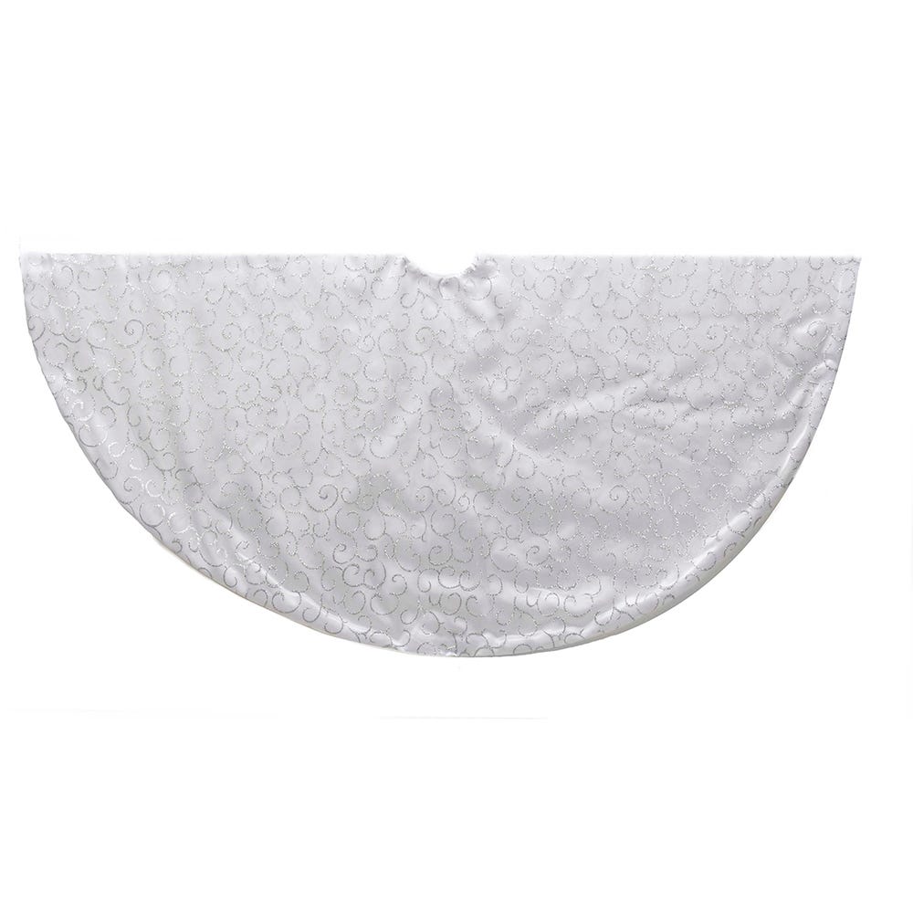 Kurt Adler 48-Inch Silver Glitter Swirl Tree Skirt